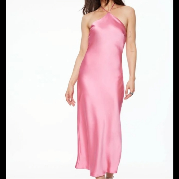 Dynamite Halter Satin Maxi Dress - XXS - Picture 1 of 16